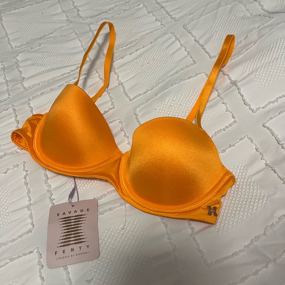 SAVAGE X FENTY WARM ME UP ORANGE NOT SORRY MICROFIBER LOW-CUT BALCONETTE BRA - Picture 2 of 3